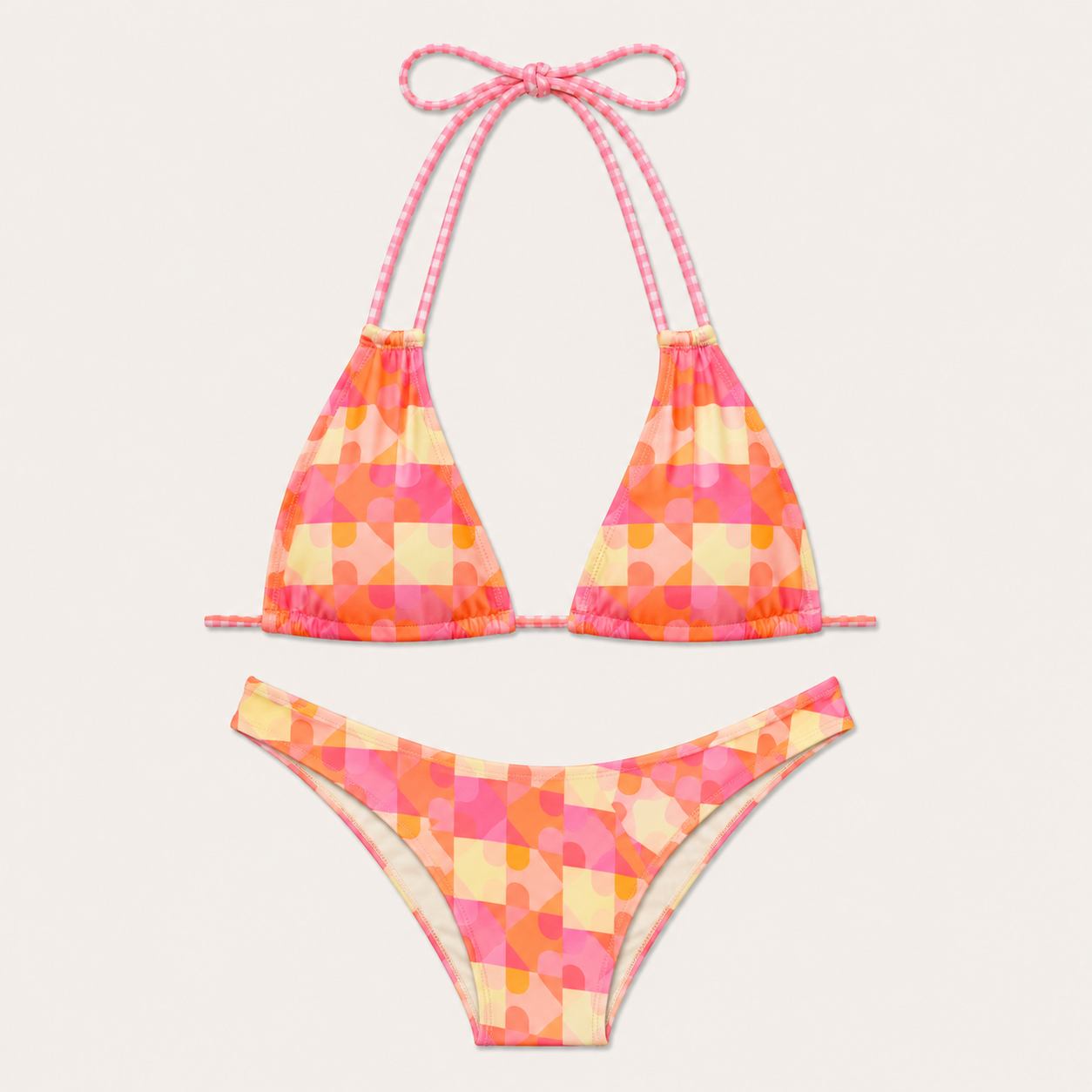 Monica | Conjunto de bikini triangular para mujer de Mara Swim con delicado estampado floral y braguita tanga de corte alto