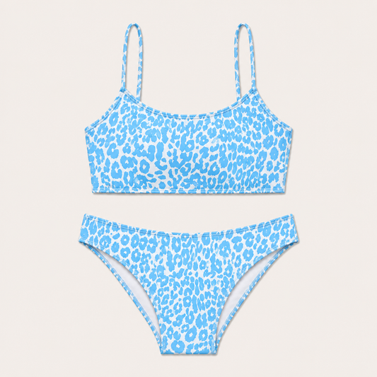 Paloma | Conjunto de bikini para mujer Mara Swim con estampado de leopardo, top con cuello redondo y braguita con aberturas laterales