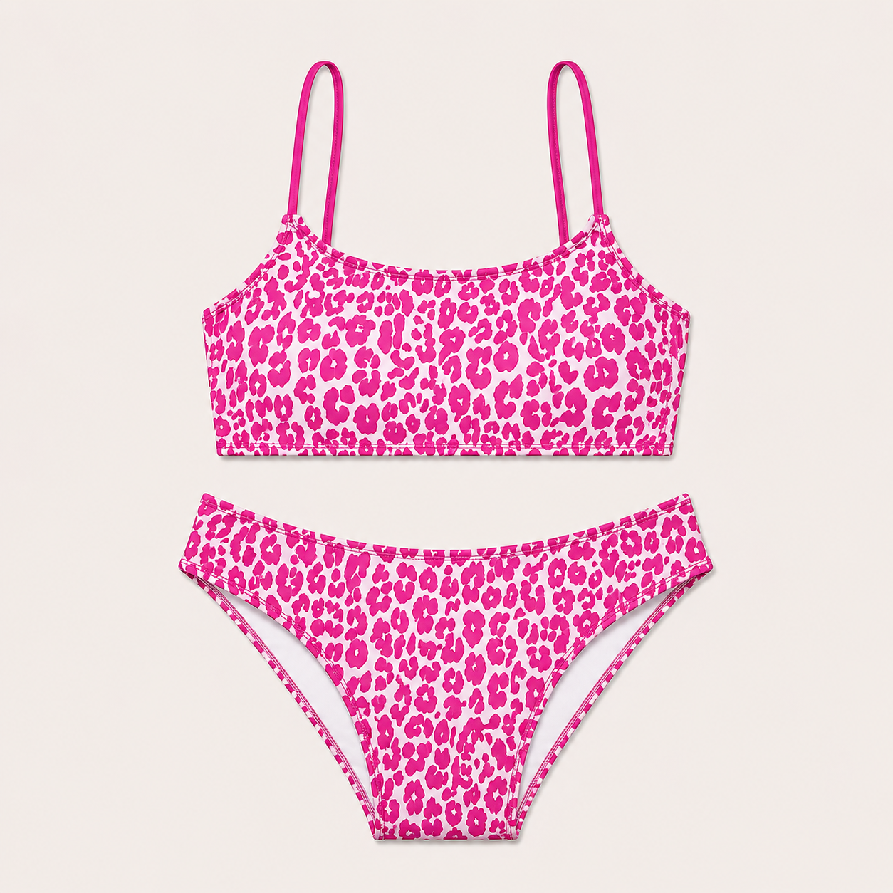 Paloma | Conjunto de bikini para mujer Mara Swim con estampado de leopardo, top con cuello redondo y braguita con aberturas laterales