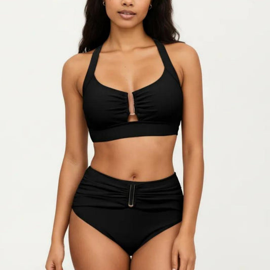 Conjunto de bikini de dos piezas para mujer de Mara Swim, con top tipo bralette fruncido y braguita de cintura alta