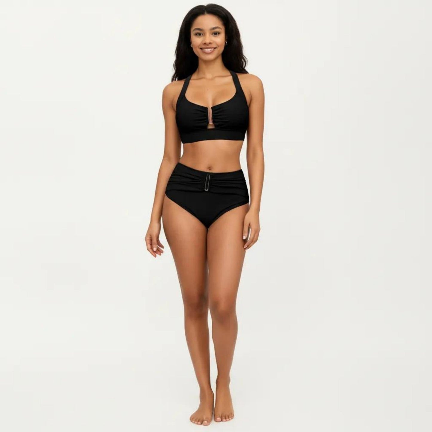 Conjunto de bikini de dos piezas para mujer de Mara Swim, con top tipo bralette fruncido y braguita de cintura alta