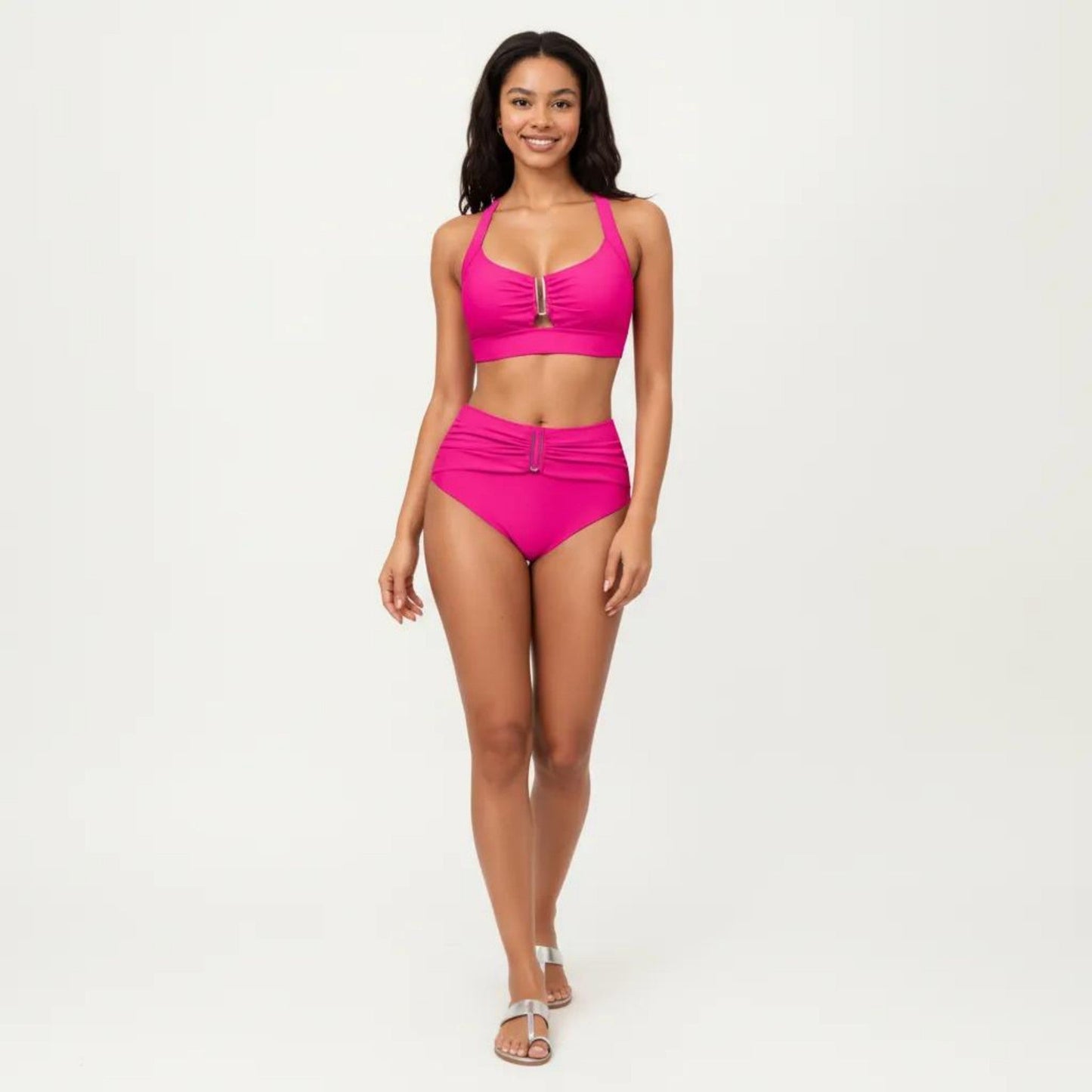 Conjunto de bikini de dos piezas para mujer de Mara Swim, con top tipo bralette fruncido y braguita de cintura alta