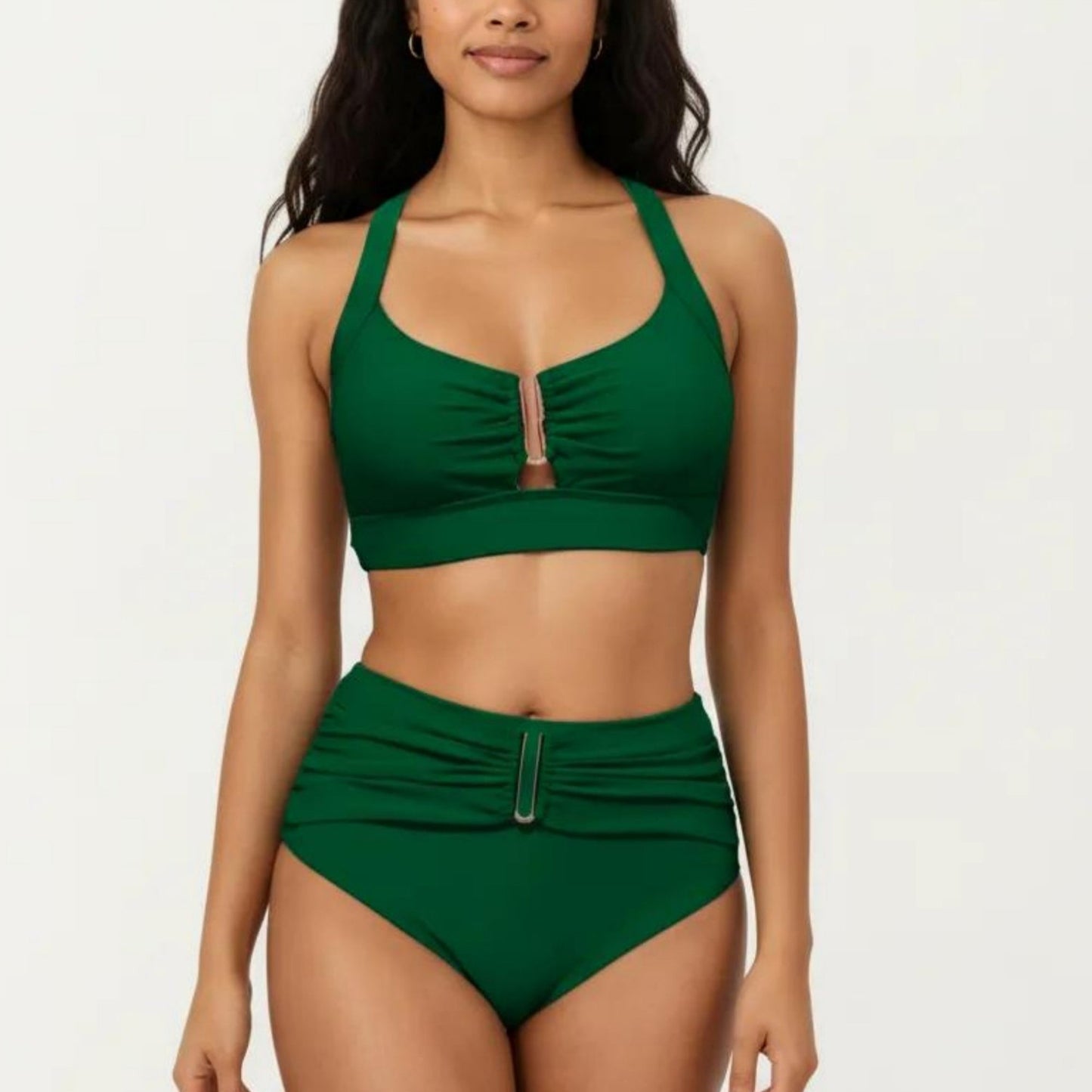 Conjunto de bikini de dos piezas para mujer de Mara Swim, con top tipo bralette fruncido y braguita de cintura alta