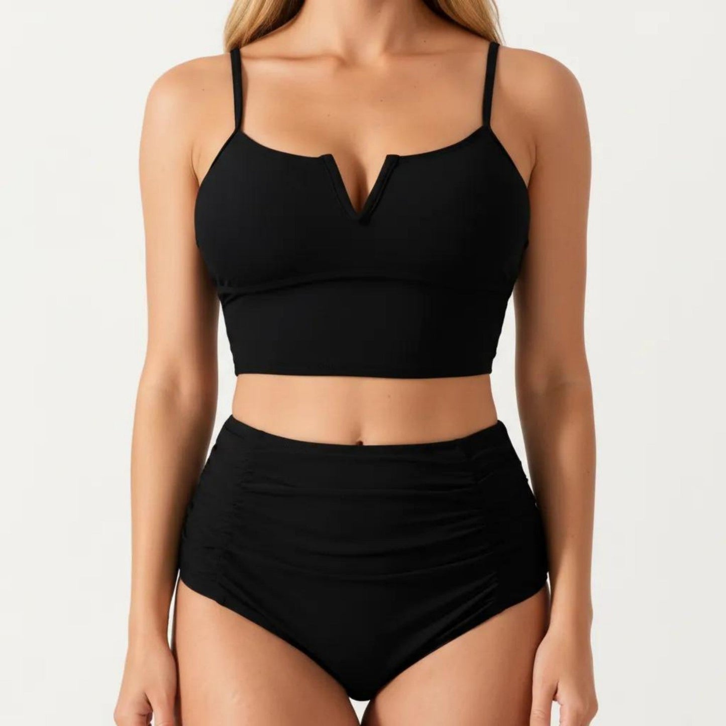 Conjunto de bikini de dos piezas para mujer de Mara Swim, con top corto con escote en V y braguita de cintura alta