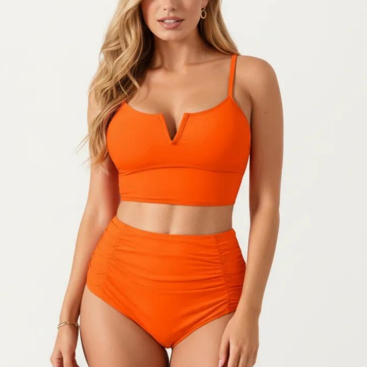 Conjunto de bikini de dos piezas para mujer de Mara Swim, con top corto con escote en V y braguita de cintura alta
