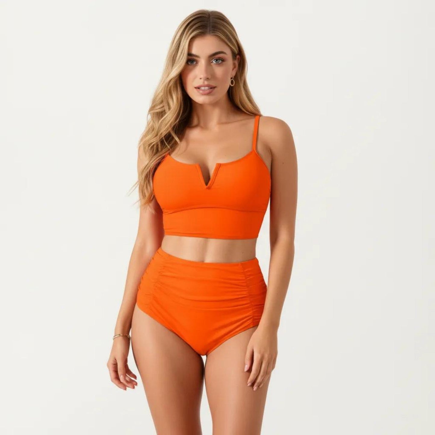 Conjunto de bikini de dos piezas para mujer de Mara Swim, con top corto con escote en V y braguita de cintura alta