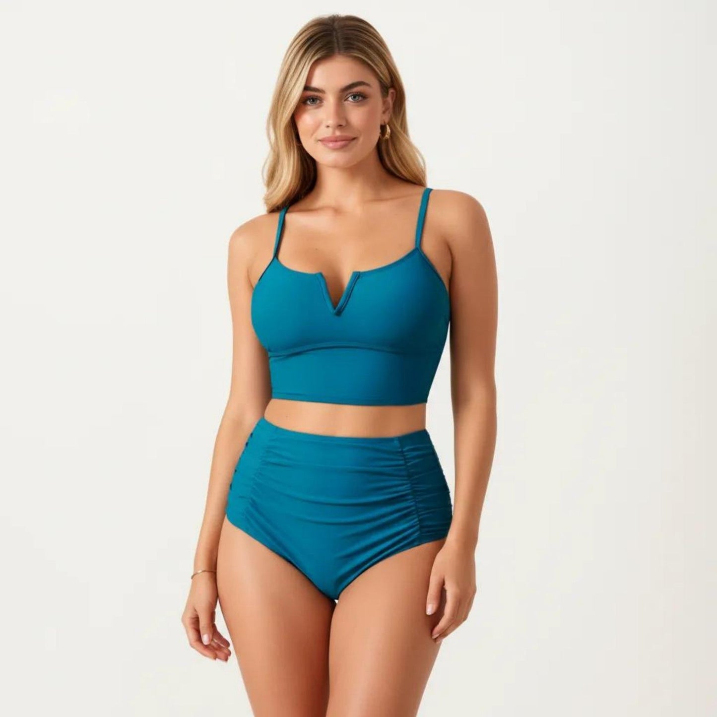 Conjunto de bikini de dos piezas para mujer de Mara Swim, con top corto con escote en V y braguita de cintura alta