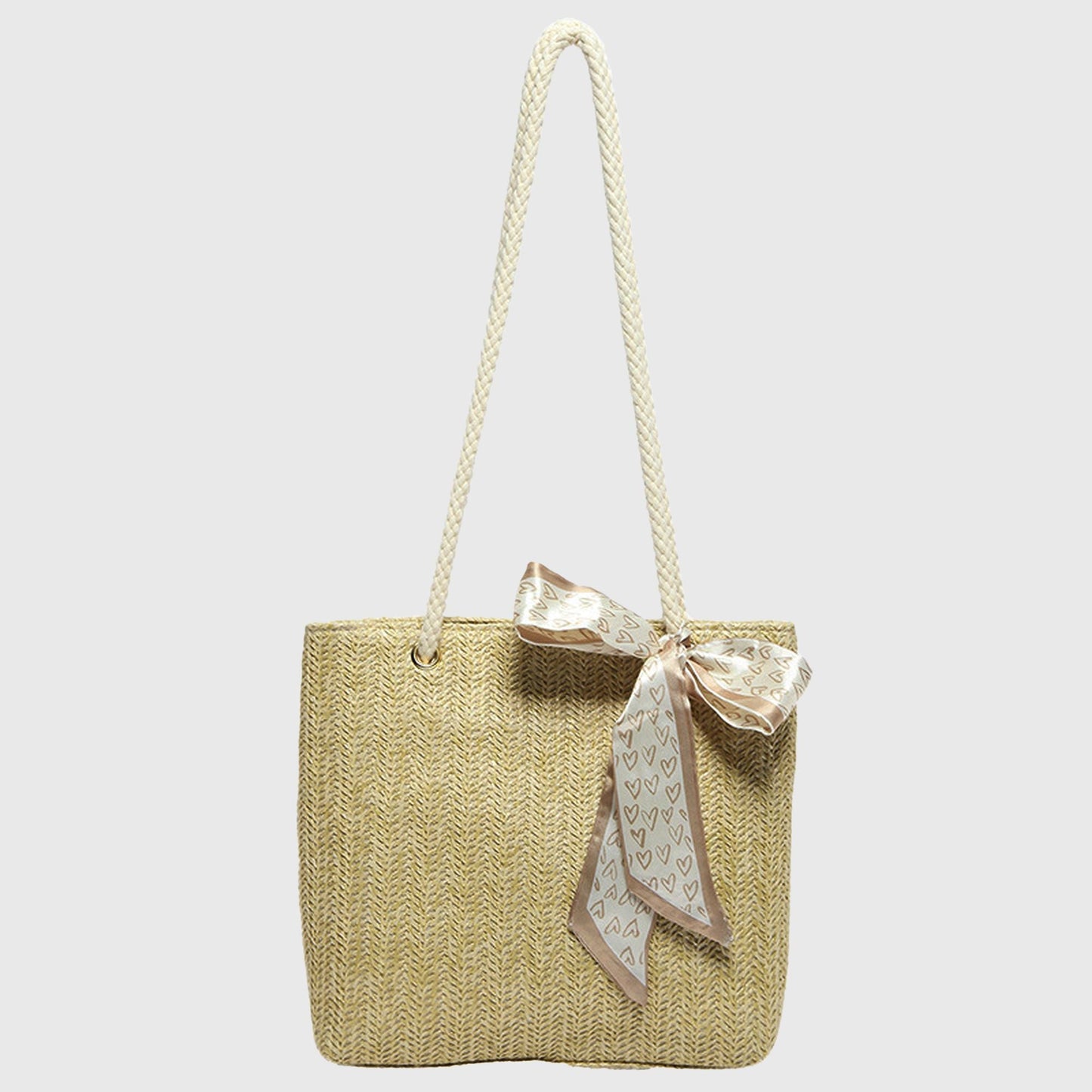 Bolso de mano tejido de paja para mujer