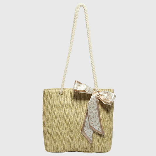 Bolso de mano tejido de paja para mujer