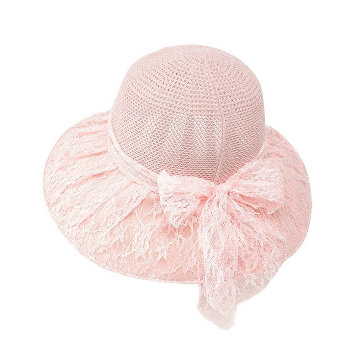 Sombrero de sol de paja de ala ancha para mujer, lazo de encaje, transpirable, sombrero de vacaciones de playa de verano