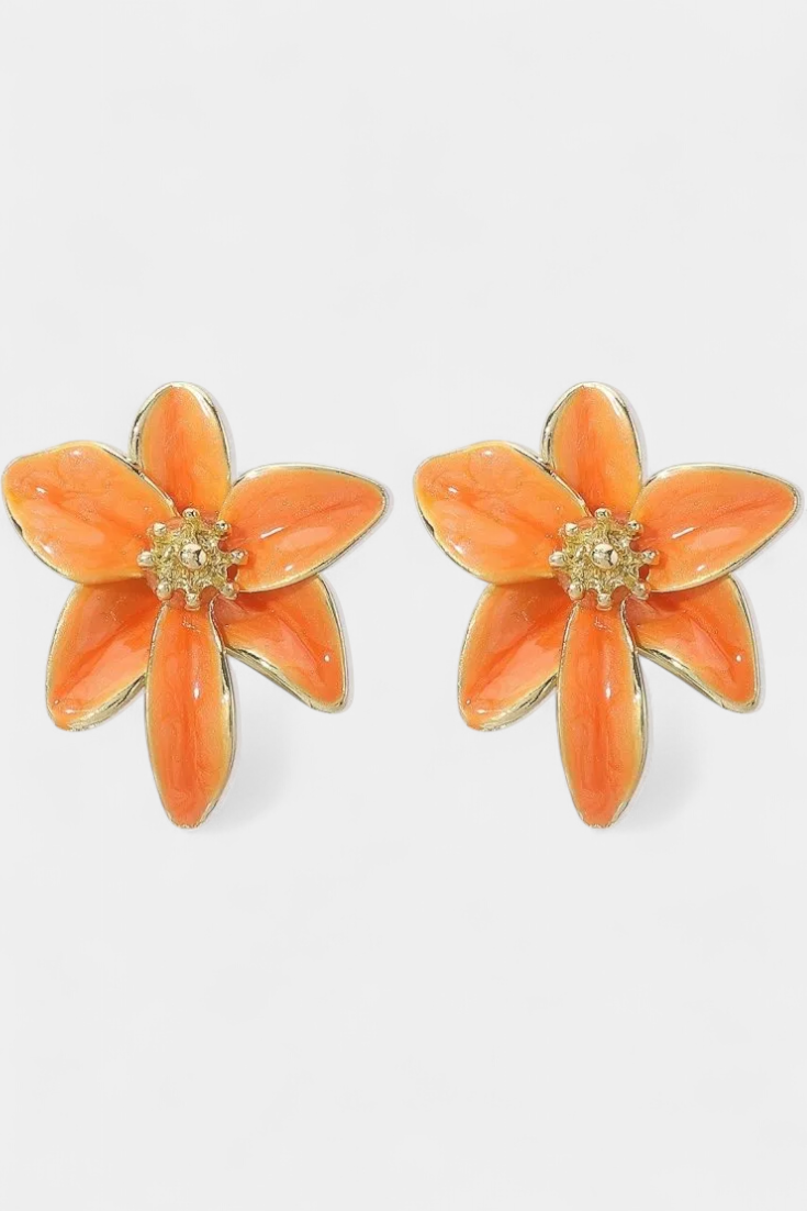 Pendientes Vintage con Elegante Flor de Esmalte