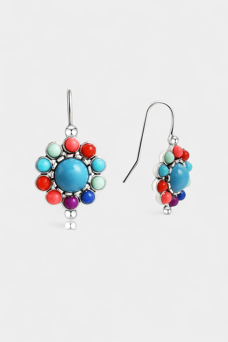 Pendientes Redondos Multicolor con Encantadora Turquesa